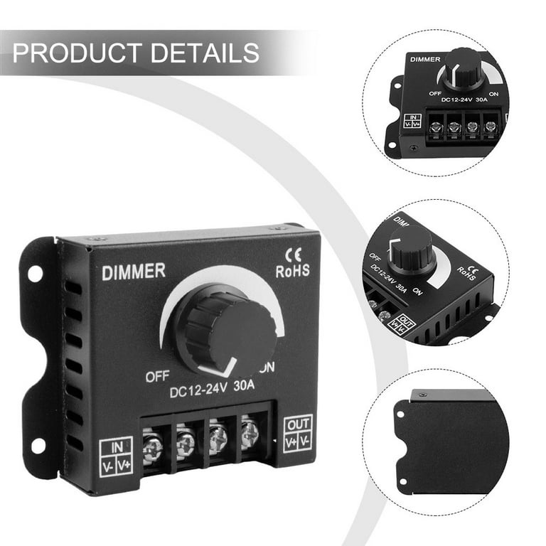 LED Light Strip Dimmer PWM Dimming Controller Knob ON/Off Switch