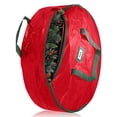thumbnail image 2 of Sac de Couronnes de Noël des Fêtes Double Artificiel Rond Guirlandes des Fêtes Imperméable Contenant de Rangement Poignée Décoratif Saisons Jouets Maison Rouge, 2 of 7