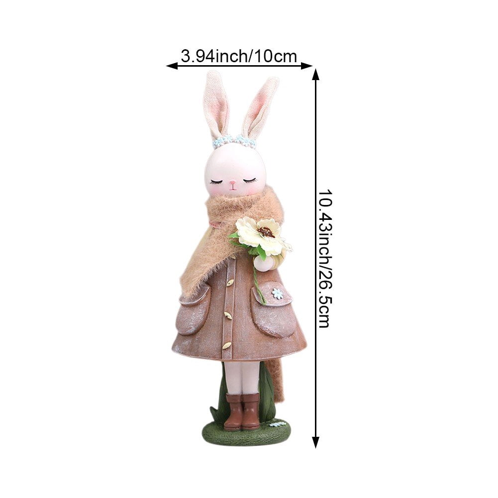 Jiibva Easter Bunny Statue Resin Rabbit Ornaments Cartoon Bunny Desktop Decor Rabbit Home Ornaments Bunny Easter Party Decor