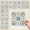 thumbnail image 4 of 24 Pcs Waterproof Self Adhesive Tiles Stickers 6" x 6" DIY Decor Floral Pattern Wall Decals Mural Peel and Stick Tile Vinyl Kitchen Backsplash, 4 of 8