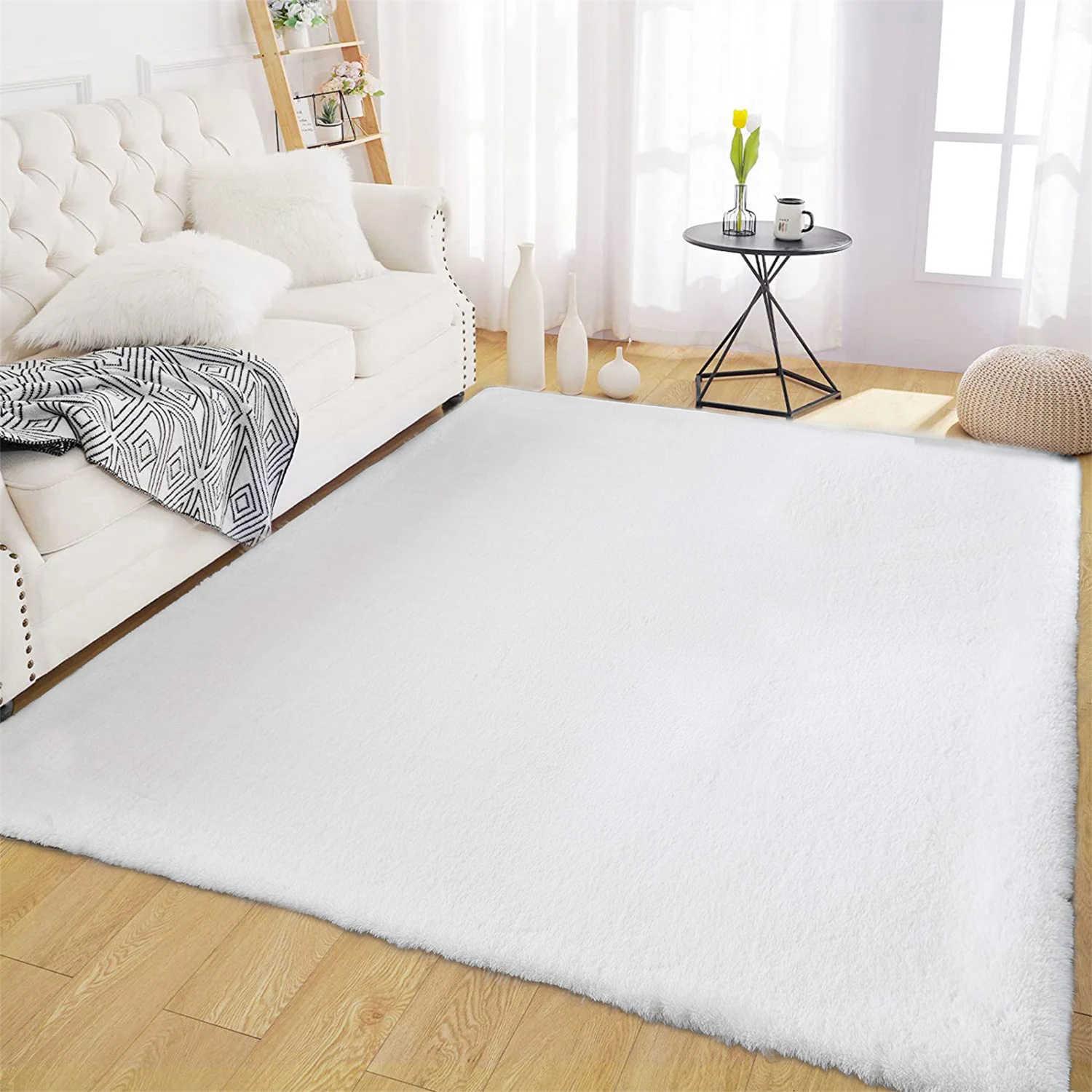 Latepis Faux Fur Rug 4x6, Faux Rabbit Rug for Living Room, Fluffy