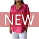 thumbnail image 4 of Vestidos Casuales Para Mujer, Blusas De Mujer De Moda Blusa de lino con cuello en V, manga 3/4 y botones, suelta, de color liso, para mujer, 4 of 7