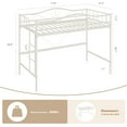 thumbnail image 2 of Loft Bed Twin Size, Metal Twin Loft Bed with Ladder & Safety Guardrail, Space-Saving, Noise Free, No Box Spring Needed, Easy Assembly, 400 Lbs, Cream White, 2 of 7