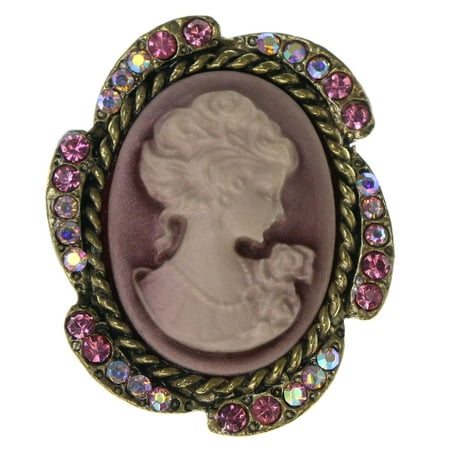 Casio Ring - Mi Amore Cameo Girl Antique Adjustable-Ring Pink & Gold-Tone Size: Adjustable