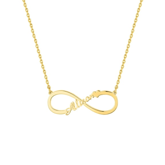 Personalized Planet Women's Sterling Silver Name with Heart Infinity Pendant