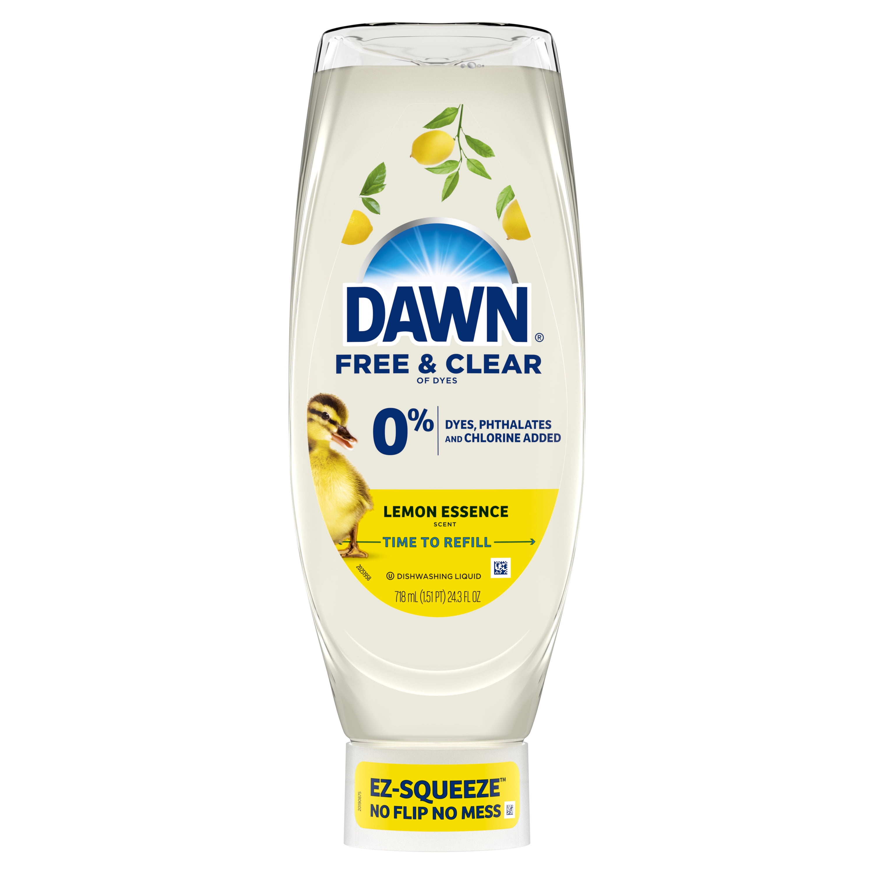 (4 pack) Dawn Free & Clear EZ-Squeeze Dish Soap, Lemon, 24.3 fl oz