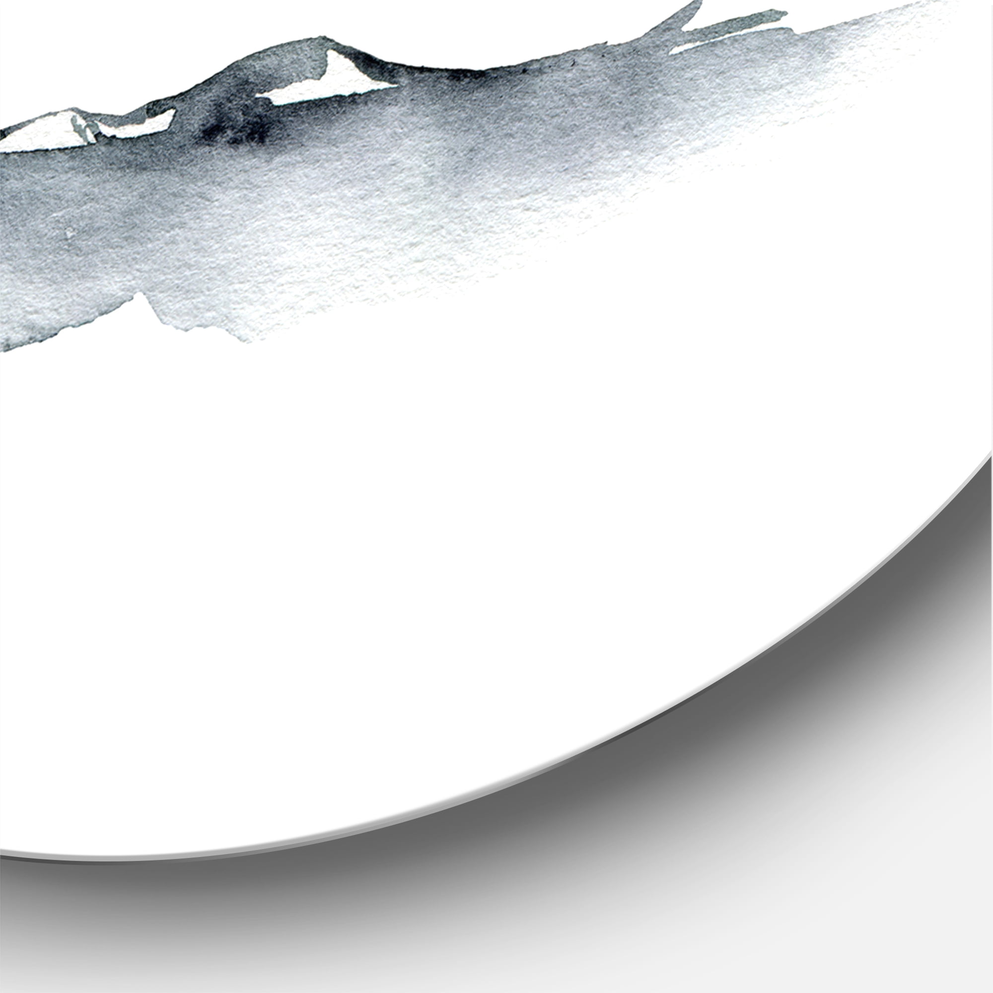 Designart 'Minimalistic Dark Blue Mountains Landscape' Modern Circle Metal Wall Art 36x36 - Disc of 36