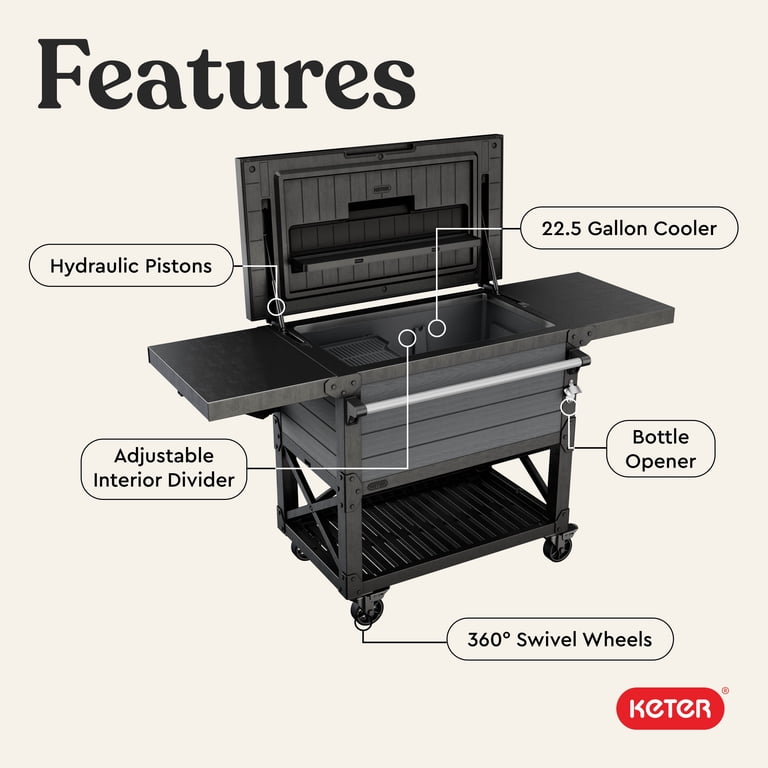 Keter, Outdoor Patio Cooler Ice Chest, 89.8 Quart, Gray - Walmart.com