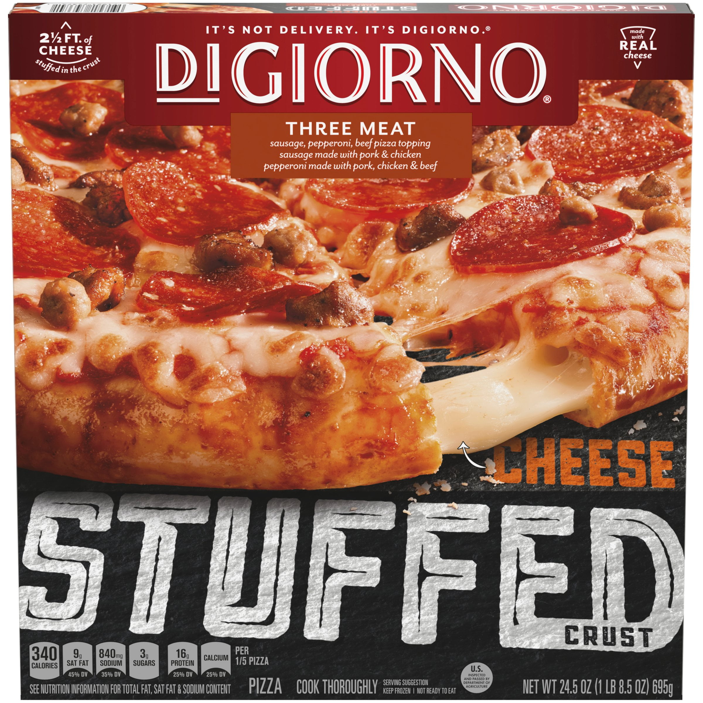DIGIORNO Cheese Stuffed Crust Three Meat Frozen Pizza 24.5 oz. Box