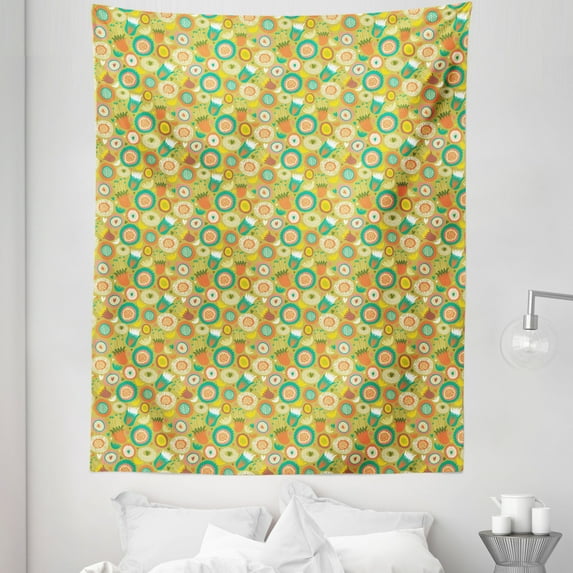 Whimsical Tapestry, Botanical Pattern with Doodle Style Blooming Flowers Spring Fantasy Garden Art, Fabric Wall Hanging Decor for Bedroom Living Room Dorm, 5 Sizes, Multicolor, by Ambesonne