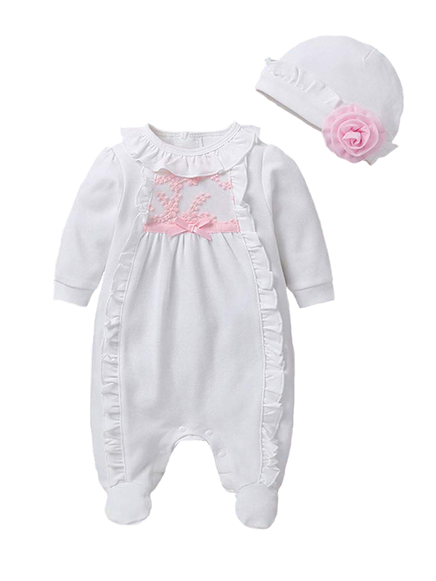 Baby Girl My First Easter Romper Newborn Girl Strip Bodysuits Rabbit Onesies Long Sleeves Jumpsuits Hat