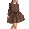 thumbnail image 2 of hengsof Robe Décontractée à Manches Longues et Col Rond pour Filles de 3 à 8 Ans, Robe de Jeu Quotidienne Douce de Couleur Unie, Style Simple et Confortable, 2 of 8