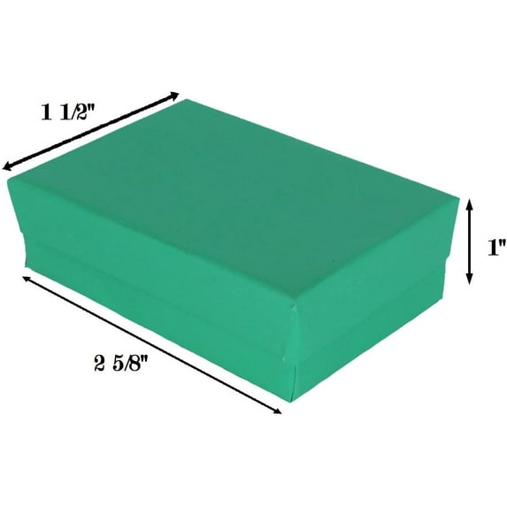 888 Display - Pack of 25 Boxes of 2 5/8" x 1 1/2" x 1"H Robins Egg Color Cotton Filled Jewelry Boxes