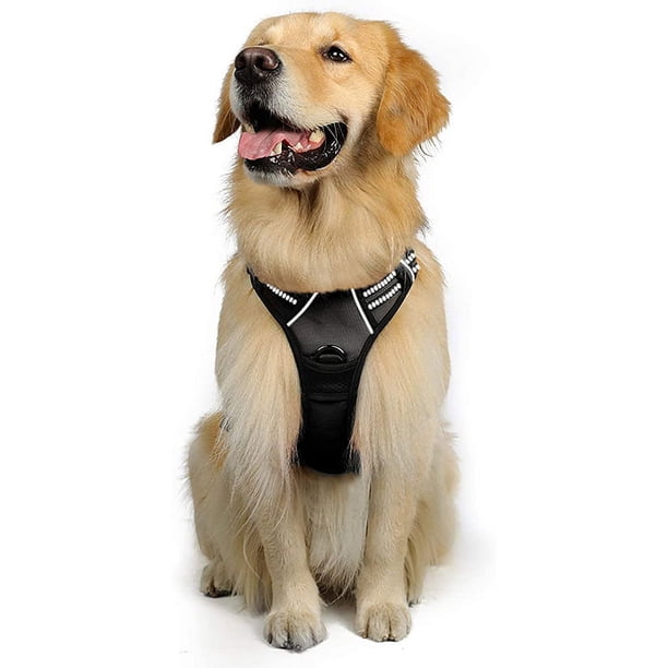 Arnés para perro sin tirones, arneses para mascotas con collar de perro, chaleco Oxford reflectante ajustable para exteriores, clips de correa delantera/trasera para perros pequeños, mediano
