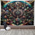 thumbnail image 3 of Ambesonne Hippie Tapestry Wall Hanging, Modern Trippy Design Peacock, 60"x40", Seafoam Multicolor, 3 of 4