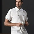 thumbnail image 6 of Unisex Chef Coat Short Sleeve Chef Jacket Breathable Stand Collar Restaurant Kitchen Work Breathable Cooking Uniform,White,M, 6 of 6