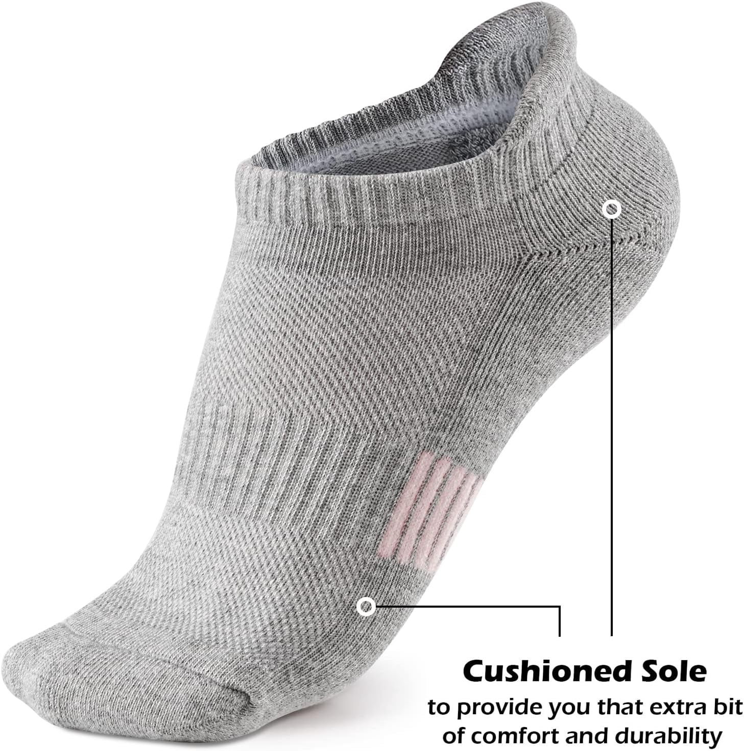 Womens Ankle Socks 5 Pairs Cushioned Running Athletic No Show Socks With Tab