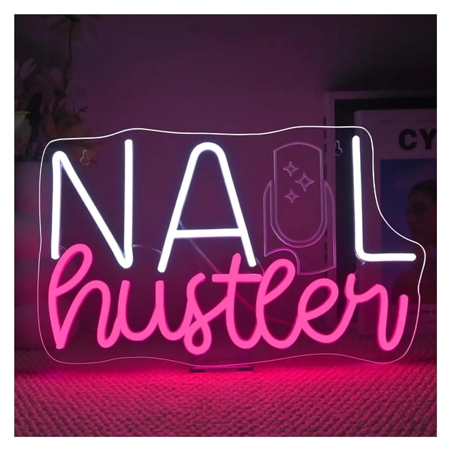 Letrero De Neón Nail Hunter Con Regulación USB Para Escaparate De Tienda De Esmaltes. ¡Haz Que Tu Tienda Brille Más! 37x23cm
