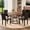 Walnut Table+Four Black Chairs (Black legs), variant on Hi loPres Round Dining Table Set for 4, 47.3-Inch Walnut MDF Desk with Black Hourglass Base, Brown Tufted Fabric Chairs in Apartment Kitchen