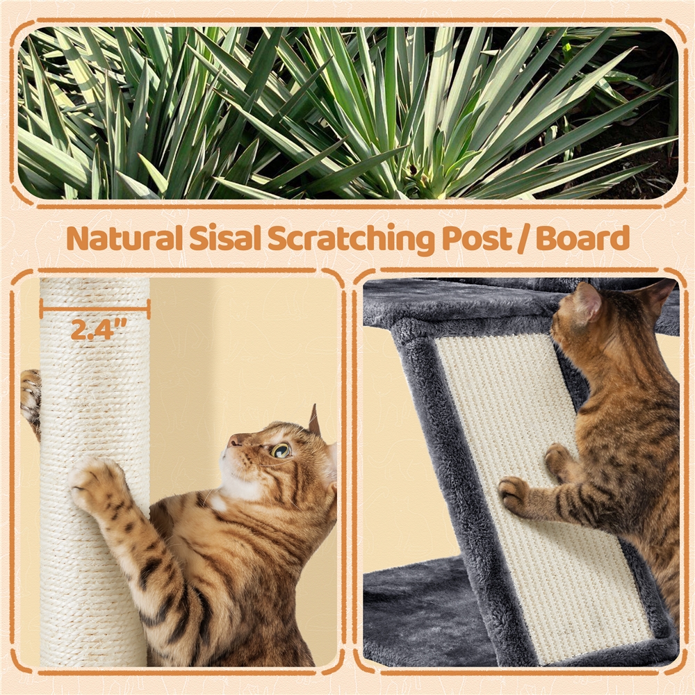 Yaheetech 57.4" Tall Cat Tree Tower with 2 Condos, Dark Gray photo 8