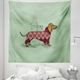 thumbnail image 1 of Dachshund Tapestry, Dog in Knitted Sweater Design Detailed Colorful Cartoon Style Animal Pattern, Fabric Wall Hanging Decor for Bedroom Living Room Dorm, 5 Sizes, Multicolor, by Ambesonne, 1 of 1