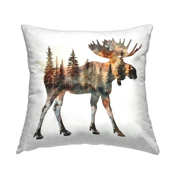 Stupell Industries Moose Forest Silhouette Decorative Printed Throw Pillow Design by LSR Design Studio.