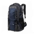 thumbnail image 1 of Dark Blue Hiking Backpack 70L Large Capacity Waterproof Nylon Polyester Outdoor Travel Backpack With Rain Cover 13.8X7.5X24.4 Inches, 1 of 2