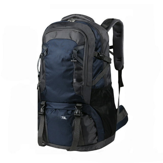 Dark Blue Hiking Backpack 70L Large Capacity Waterproof Nylon Polyester Outdoor Travel Backpack With Rain Cover 13.8X7.5X24.4 Inches