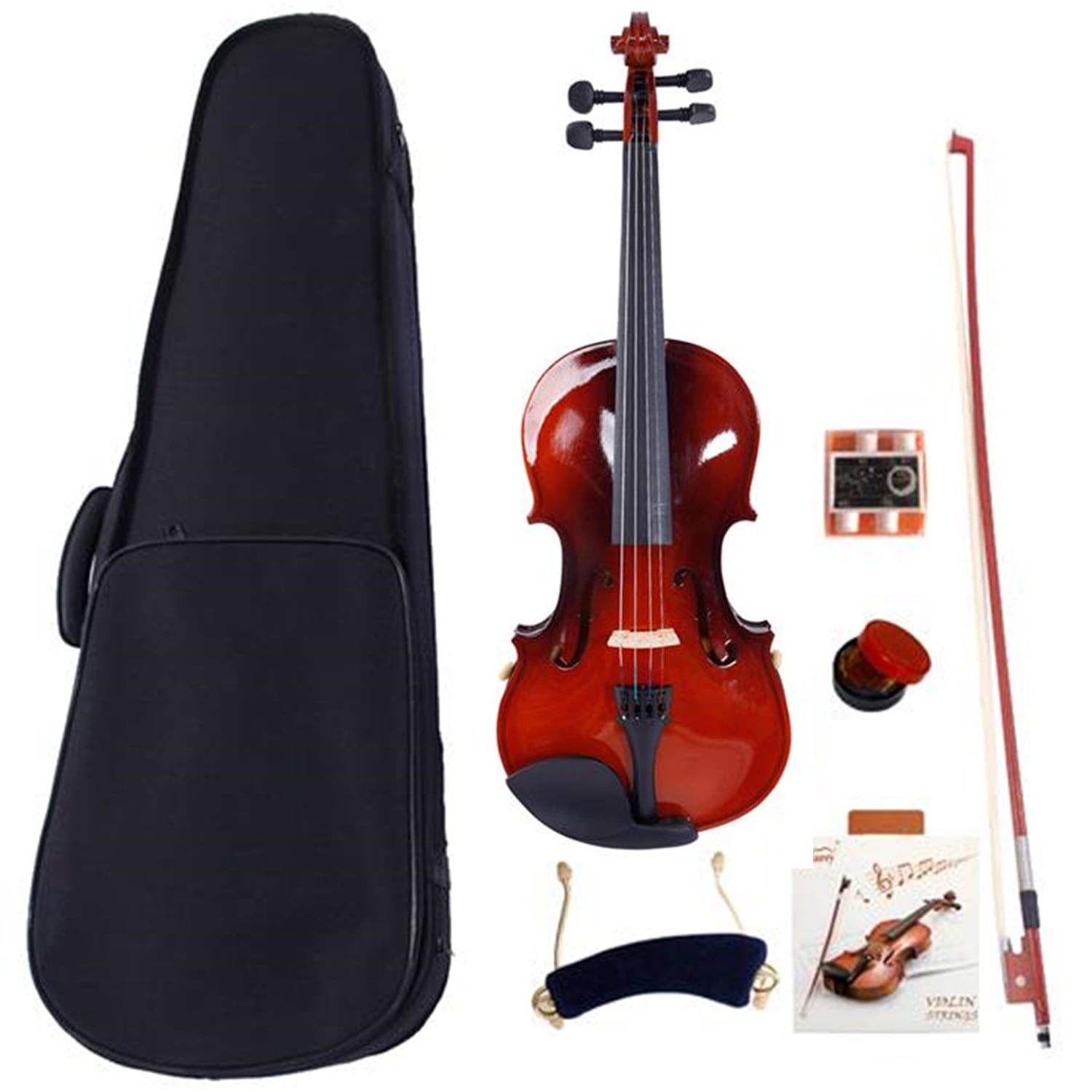 Glarry GV100 4/4 Acoustic Violin Case Bow Rosin Strings Tuner Shoulder