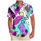 thumbnail image 2 of Blusa y camisa de manga corta con cuello vuelto para hombre, informal, a la moda, con estampado de bolsillo y botones, de poliéster., 2 of 6