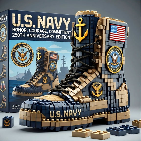 U.S. 250th Anniversary Military Boot Building Blocks Set,Construction Toy for Collectors and Military Enthusiasts