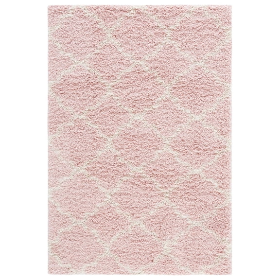SAFAVIEH Hudson Jaye Plush Geometric Shag Area Rug, Pink/Ivory, 4' x 6'