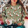 thumbnail image 2 of IWRICH Women's Christmas Sweatshirt Loose Crewneck Cute Graphic Tees Funny Long Sleeve Holiday Blouse Pullover Tops Light Green XXL, 2 of 5