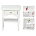 thumbnail image 6 of 1:12 White Mini Bedroom Furnishing Articles Wooden Bedside Table Model Gift for 3-6 Year Old, 6 of 8