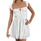 thumbnail image 2 of Lucakuins - Mini vestido de verano para mujer, sin mangas, lazo frontal, busto fruncido, estampado floral, vestido corto de línea A, ropa de playa Lucakuins  moda, 2 of 8