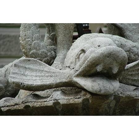 - Canvas Print Architecture Sculpture Old Art Sandstone Fish Stretched Canvas 32 x 24