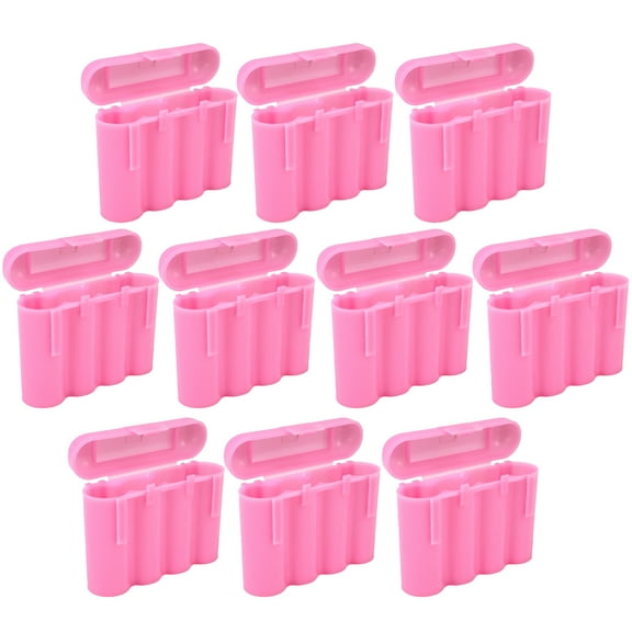 Ten (10) EBC Battery AA AAA Pink Plastic Battery Storage Case Holder Box USA Ship