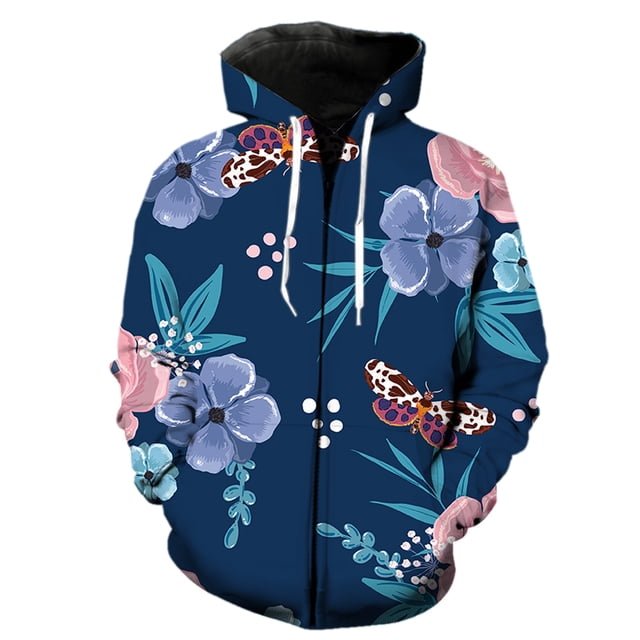 Sudadera con capucha y cremallera para hombre, unisex, de gran tamaño, con diseño de mariposa de dibujos animados, para adolescentes, ropa de calle informal de primavera, con capucha, chaquetas, sudad