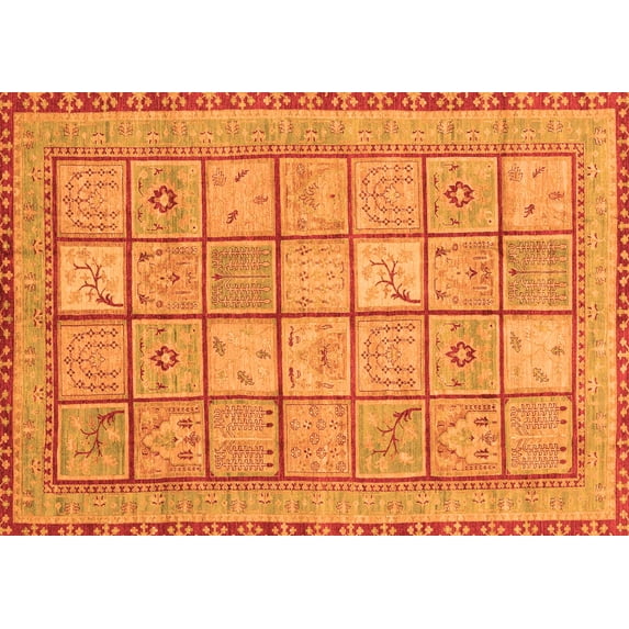 Ahgly Company Indoor Rectangle Abstract Orange Modern Area Rugs, 7' x 9'