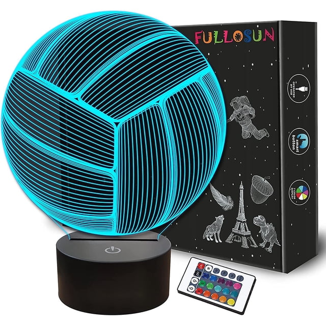 Luz Nocturna De Voleibol 3D, Lámpara De Ilusión De Atmósfera Deportiva Para Niños Con Control Remoto 16 Colores Cambiantes, Cumpleaños Creativo Amante Del Entrenador De Voleibol De Playa