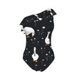 thumbnail image 4 of Yiaed Fashionable Goose Print Women One Piece Swimsuits Tummy Control One Shoulder Bathing Suits Pattern Ruffle Swimwear-X-Large, 4 of 8