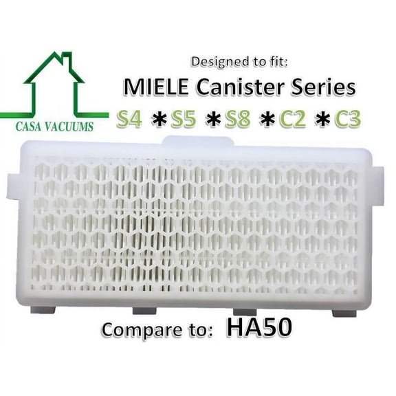 Casa Vacuums Miele SF-HA50 replacement Hepa Filter with ACTIVATED CARBON. Fits S4000, S5000, S6000, S8000, C2 and C3 series Miele canister vacuums.