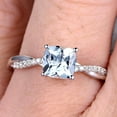 thumbnail image 2 of 10K White Gold Aquamarine Engagement Ring With 1.25 Carat Cushion Cut Vintage Looking Blue Aquamarine, Promise Ring, Anniversary Ring, 2 of 5
