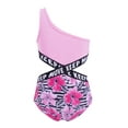 thumbnail image 2 of YiZYiF Girls One Piece Swimwear Cutout Asymmetric Shoulder Strap Bathing Suit, 2 of 7