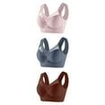 thumbnail image 2 of Huvoen Women's Medium Support Seamless Racerback Bra 3PC Women without Underwire Underwear Thin Lace Solid Color Push-up Adjustment Bra Brown xxl, 2 of 3