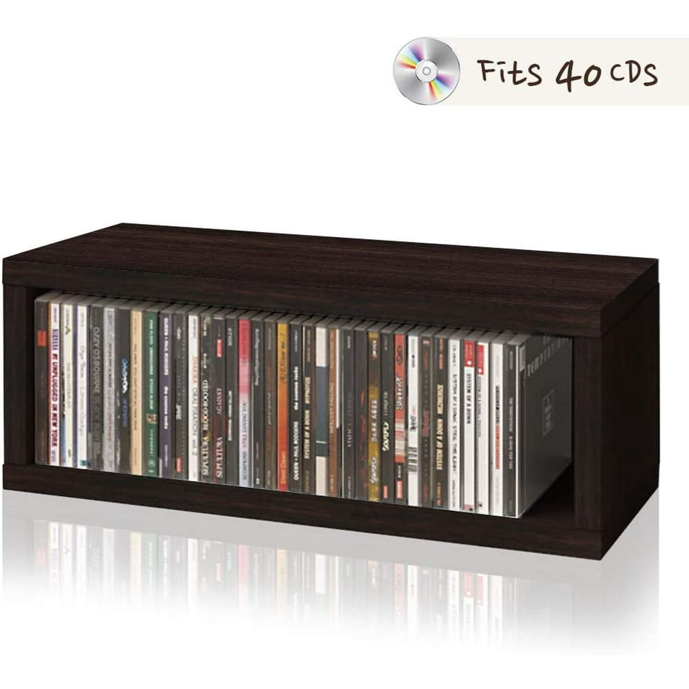 Way Basics Stackable CD Rack Organizer (40 CDs), Espresso