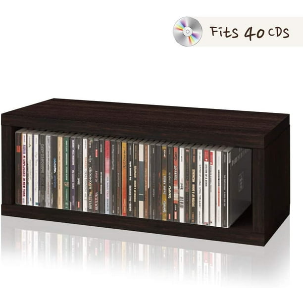 Way Basics Stackable CD Rack Organizer (40 CDs), Espresso