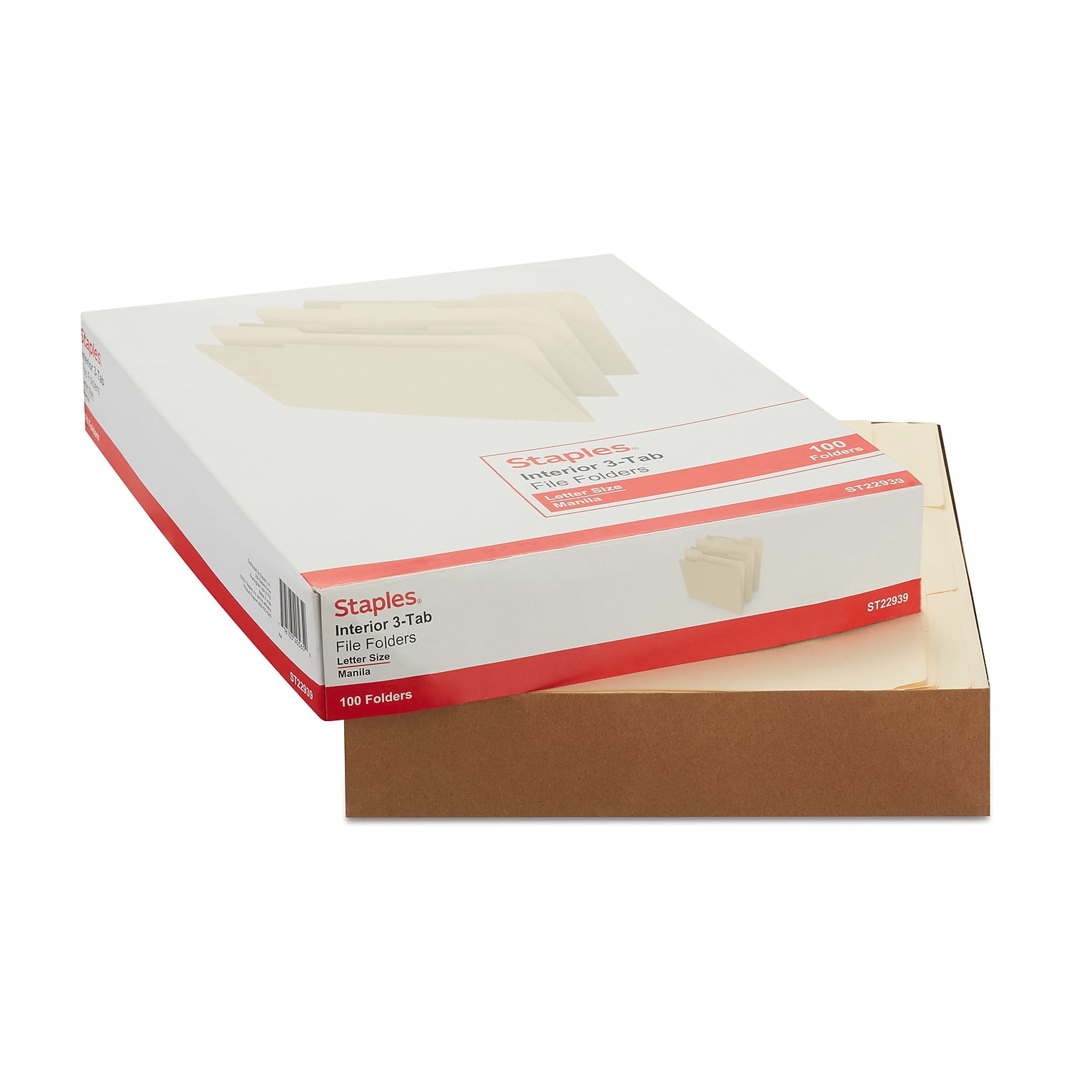 Staples Interior File Folders Letter Size Manila 100/Box (117713) 117713/TR56678