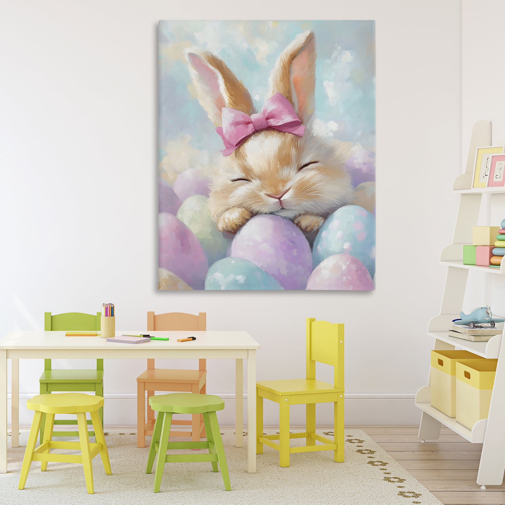 Stupell Industries Sleeping Easter Bunny with Eggs Canvas Wall Art, design by The Prints Vibe
