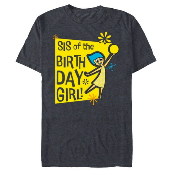 Disney and Pixar’s Inside Out Joy Sis of the Birthday Girl - Short Sleeve Blended T-Shirt for Adults - Customized-Navy Heather